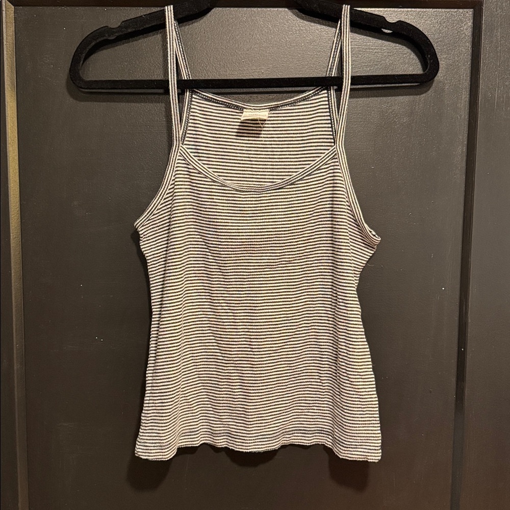 Black & White Striped Cropped Tank Top